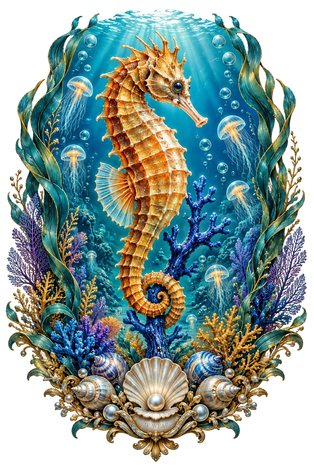JF WEAR SEAHORSE DIGITAL PNG DESIGN