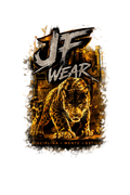 JF WEAR JAJUAR ORANGE T-SIRT WITH TRANSPARENT BACKGROUND FOR DTFAND SCREEN PRINTING