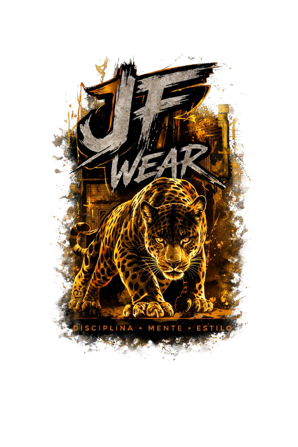 JF WEAR JAJUAR ORANGE T-SIRT WITH TRANSPARENT BACKGROUND FOR DTFAND SCREEN PRINTING