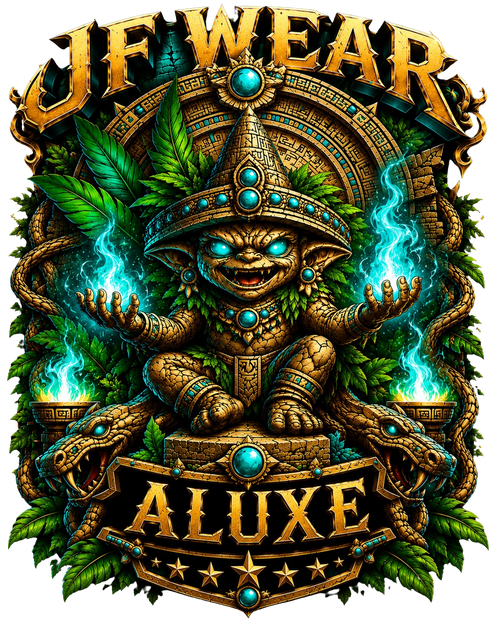 premium mayan alux golden artwork whit blue energy and transparent background for t-shirt printing
