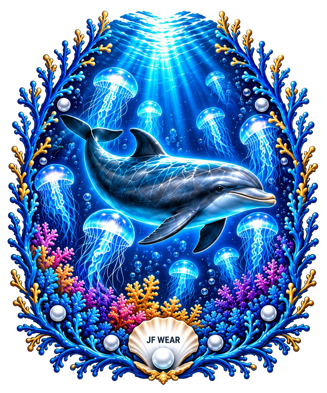 JF WEAR UNDERSEA DOLPHIN DIGITAL PNG DESIGN