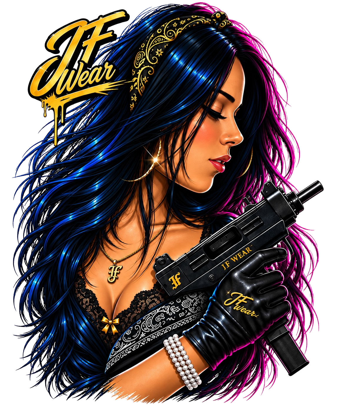 JF Wear Gun Lady Digital PNG Design